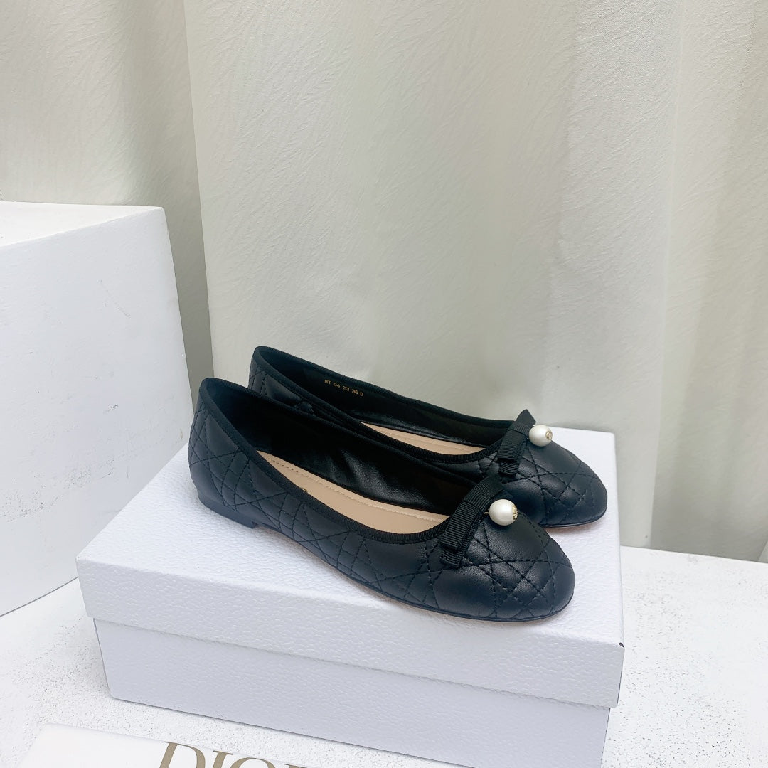 DIOR BALLET FLAT BLACK MOP FRONT