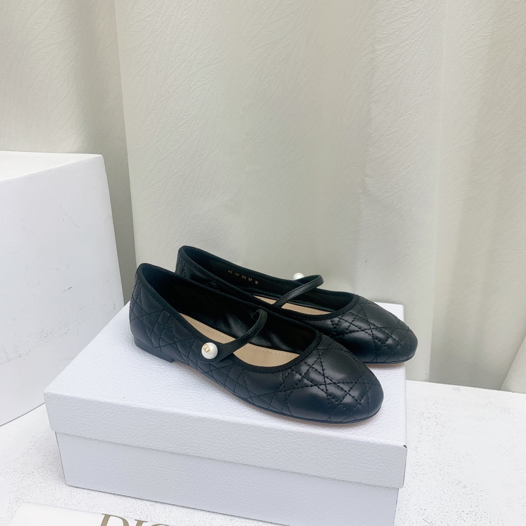 DIOR BALLET FLAT BLACK MOP MIDDLE