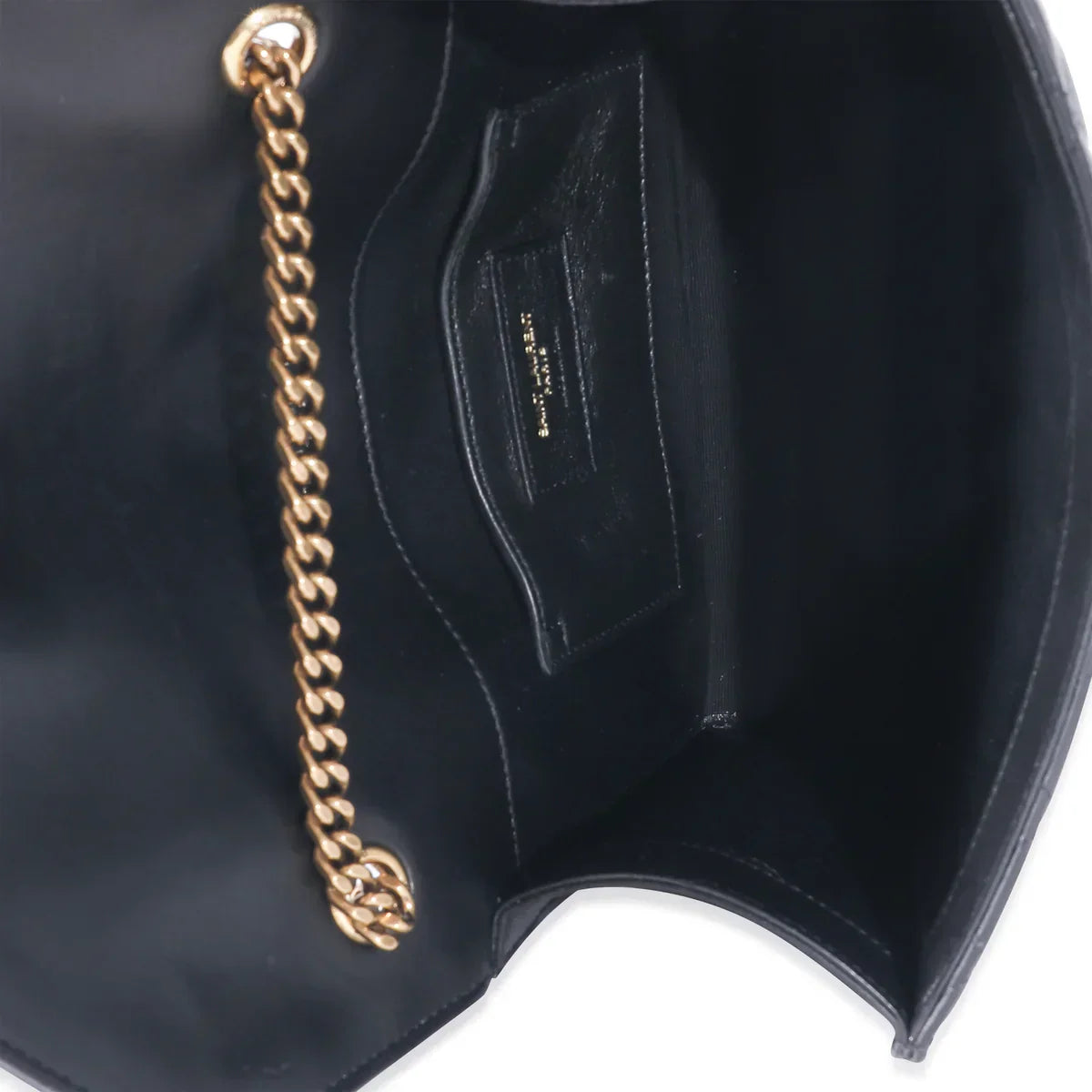 SAINT LAURENT - Black Lambskin Mixed Matelasse Triquilt Small Envelope Bag