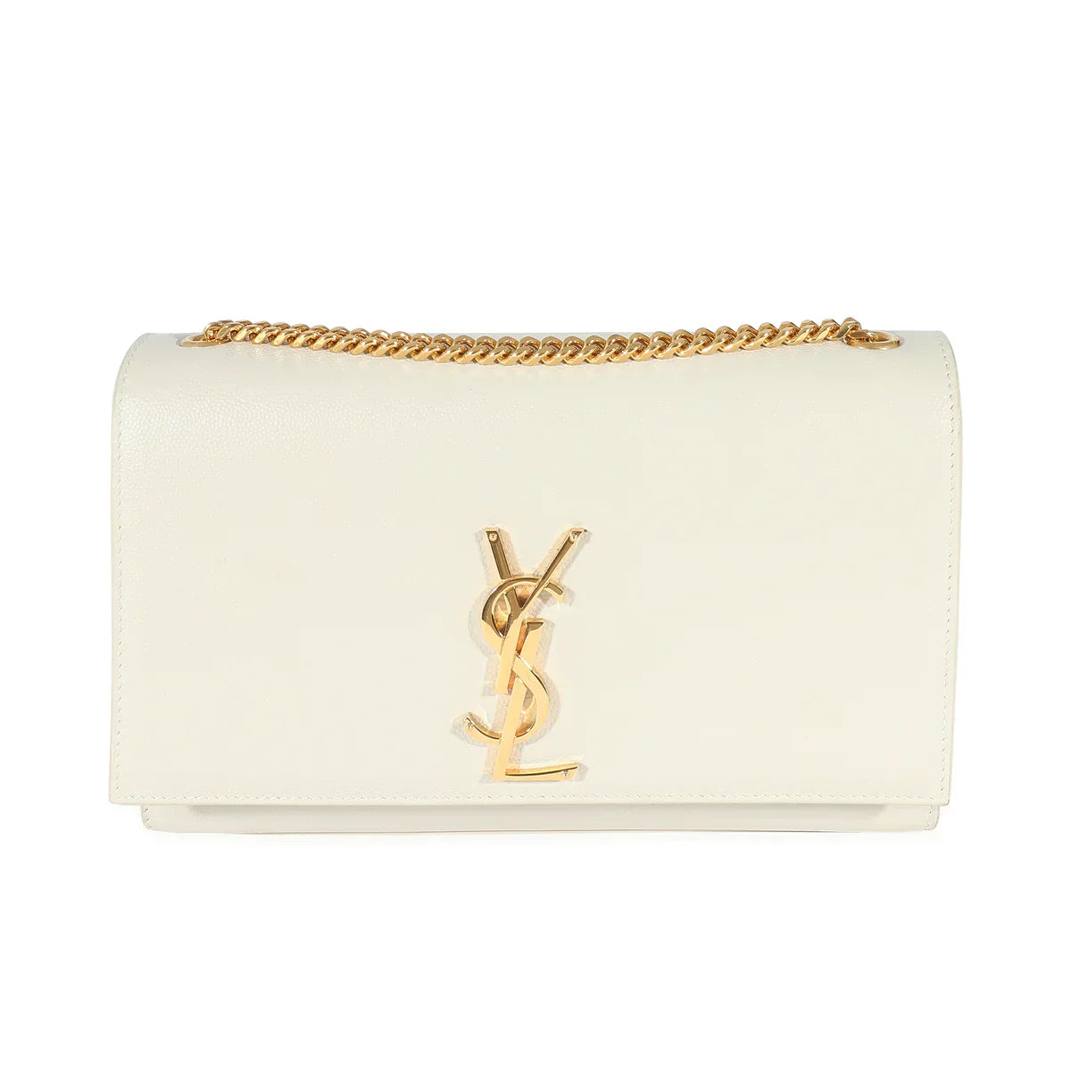 SAINT LAURENT - Blanc Grain De Poudre Medium Monogram Kate Bag