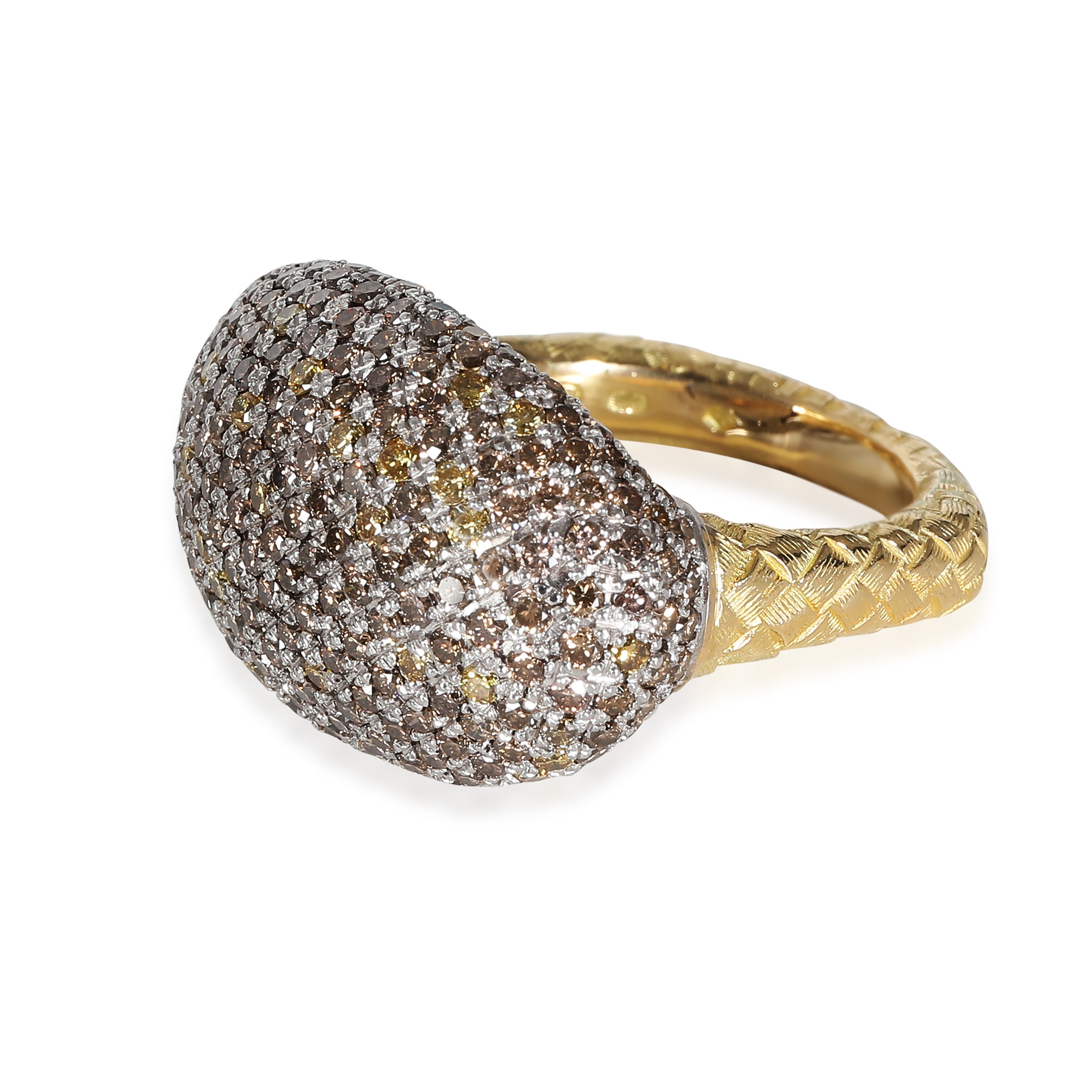 BOTTEGA VENETA Color Diamond Cocktail Ring in 18k White Gold/Yellow Gold 3 CTW