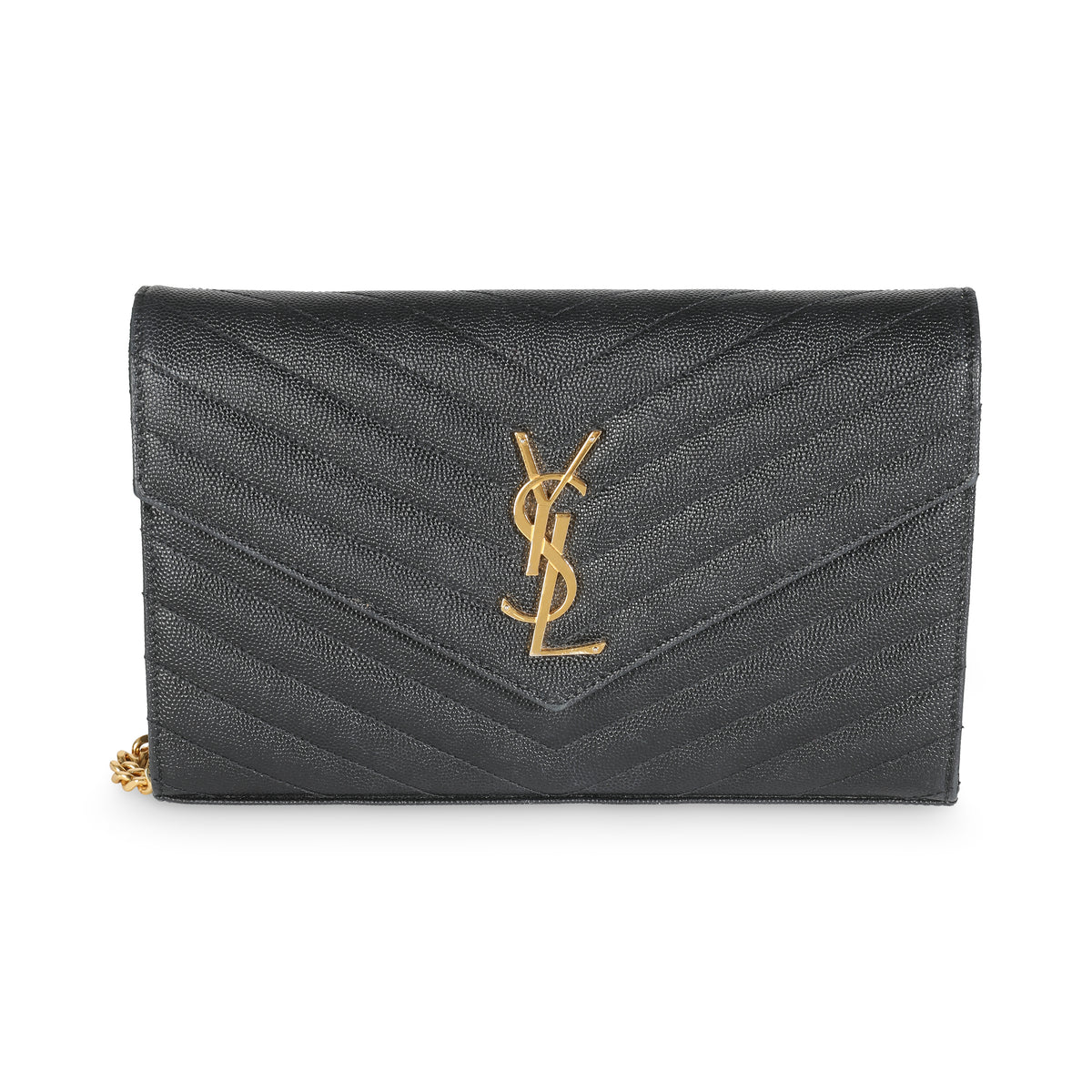 SAINT LAURENT - Black Grain De Poudre Cassandre Wallet On Chain