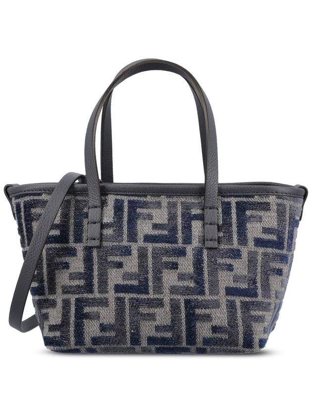 Fendi Roll FF Jacquard Mini Tote Bag Dark Blue
