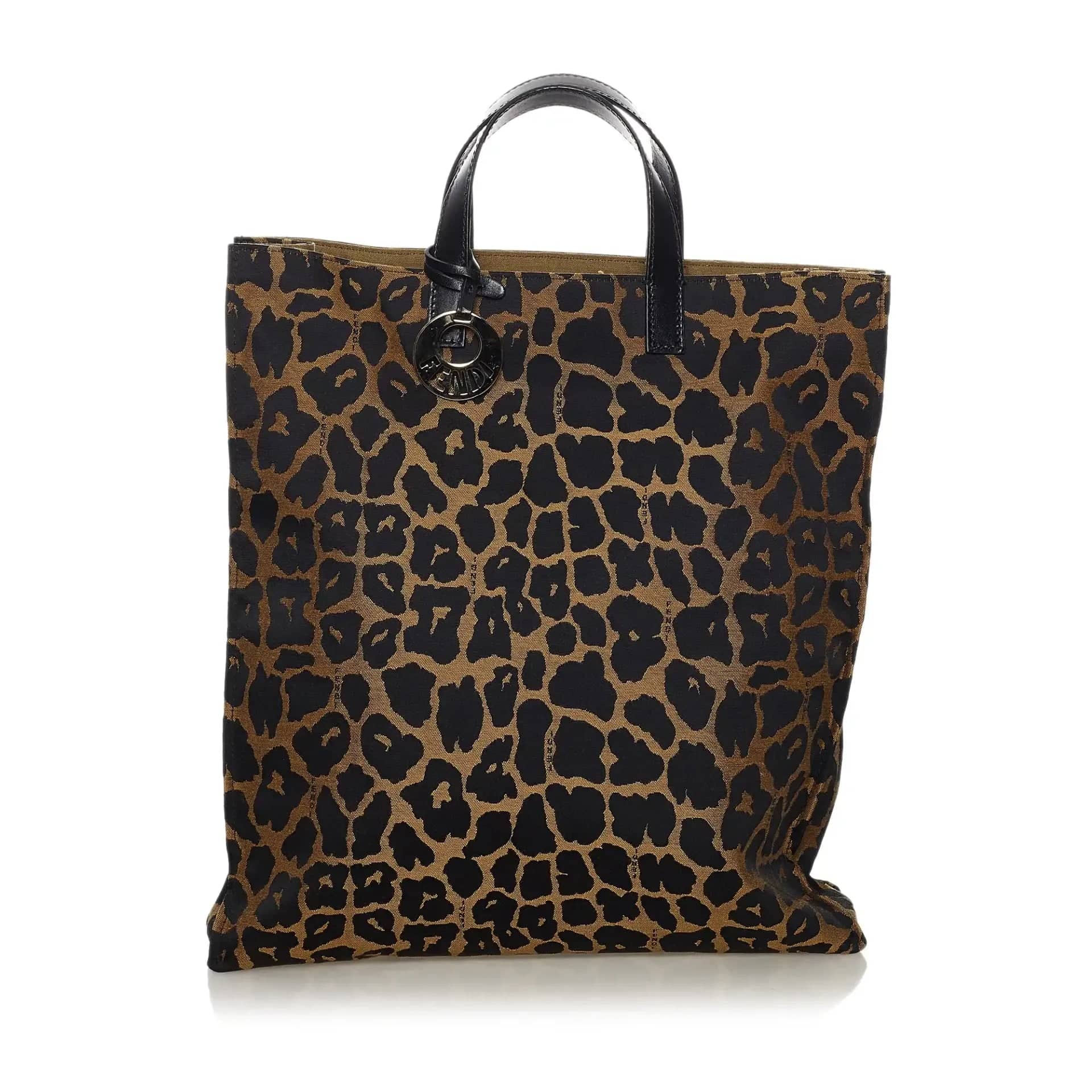 Fendi Tote Bag Brown Leopard Printed Nylon Canvas
