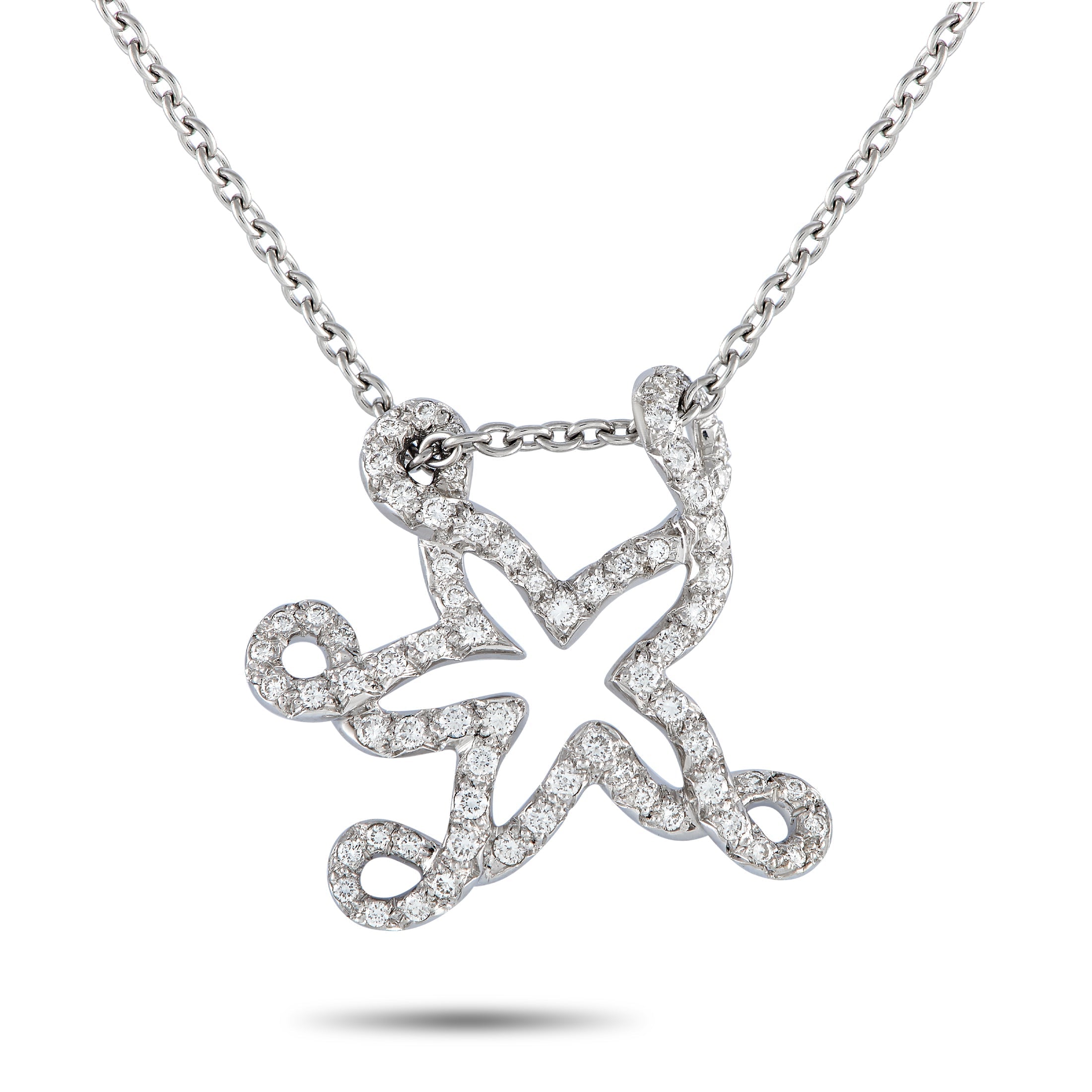 Dior 18K White Gold 0.65ct Diamond Starfish Necklace