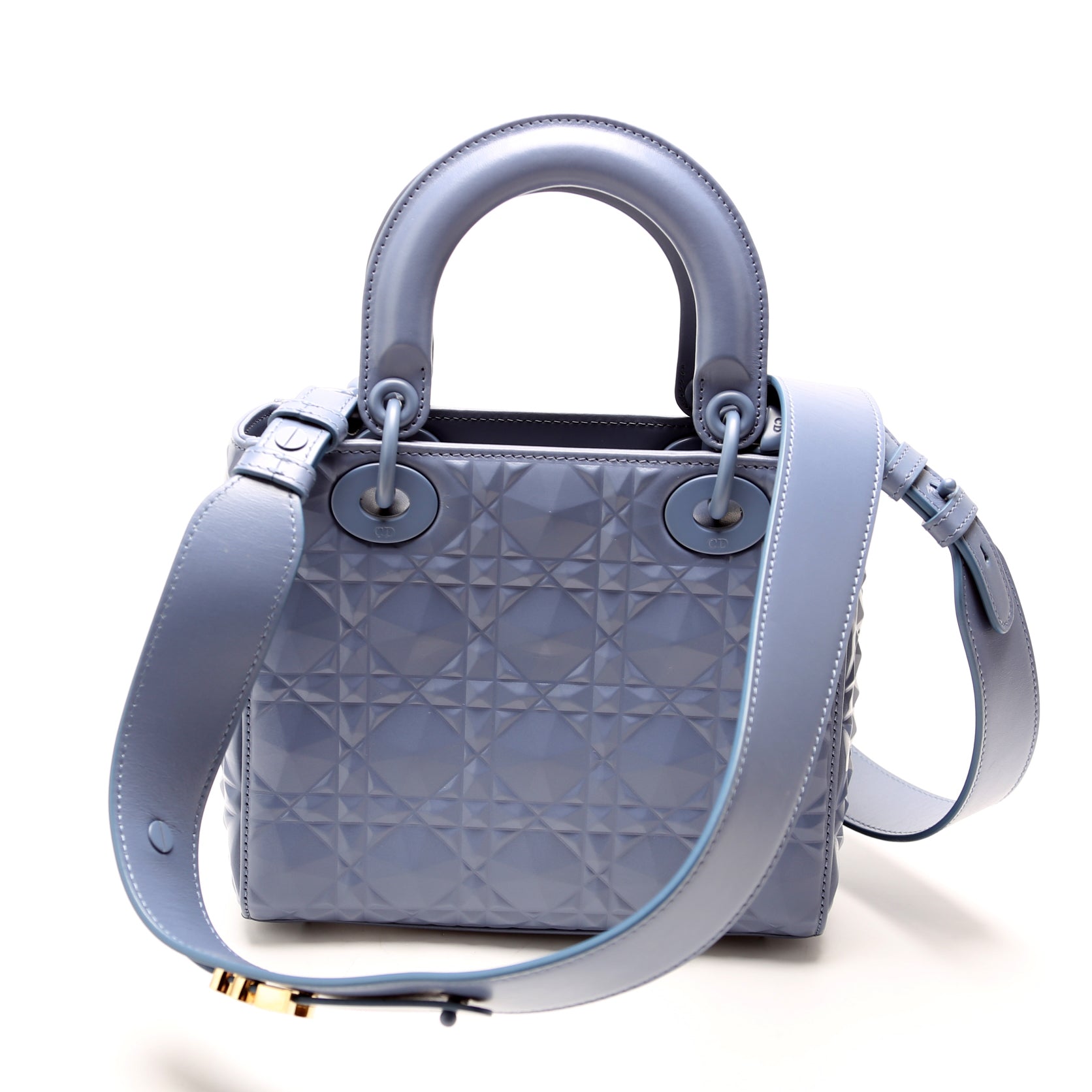 Lady Dior Small Diamond Cannage Calfskin Blue