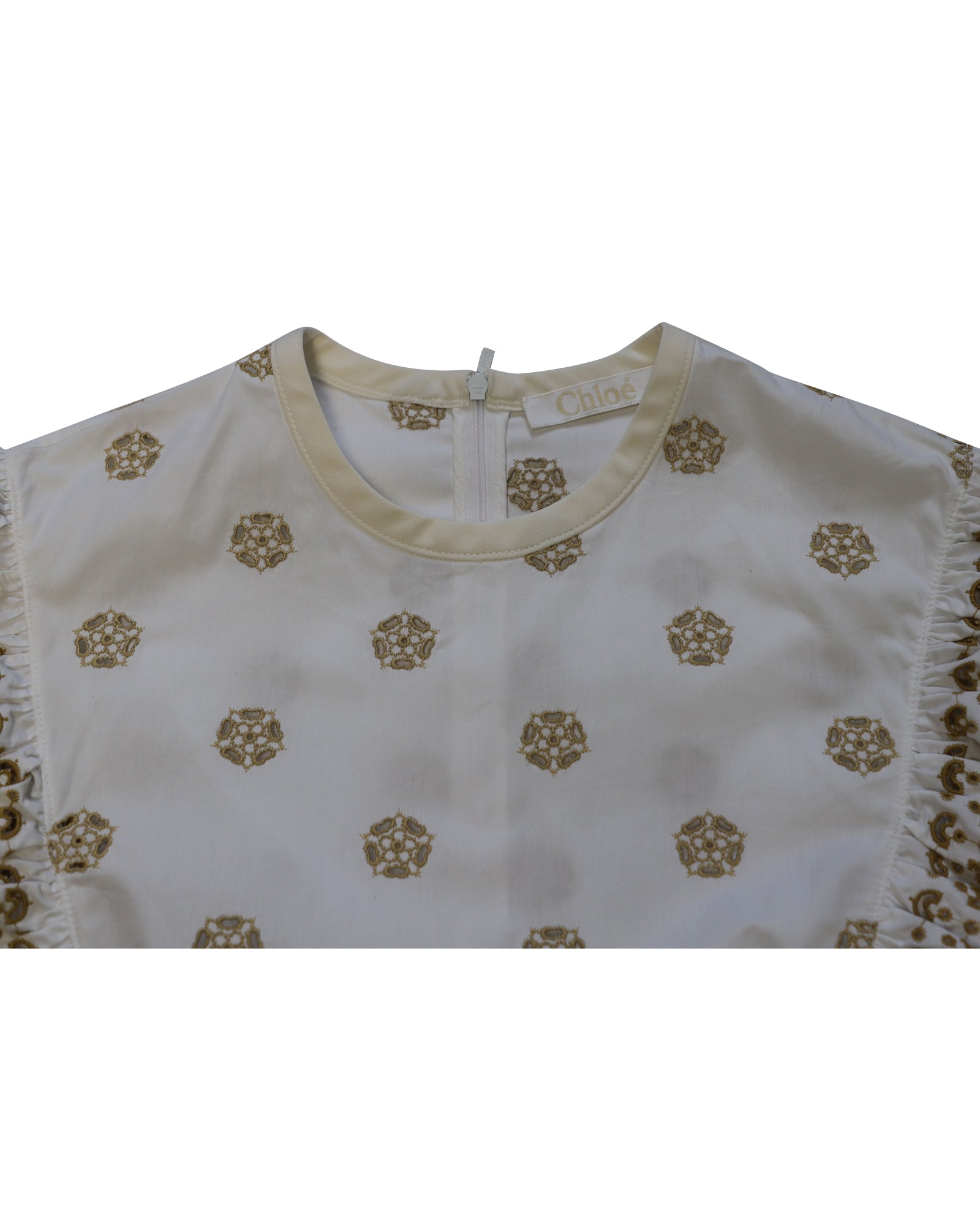 Chloe Broderie Anglaise Crop Top in White Cotton