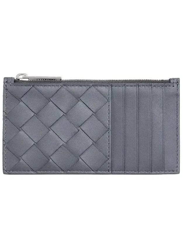 Bottega Veneta Intrecciato Zipper Card Wallet Thunder