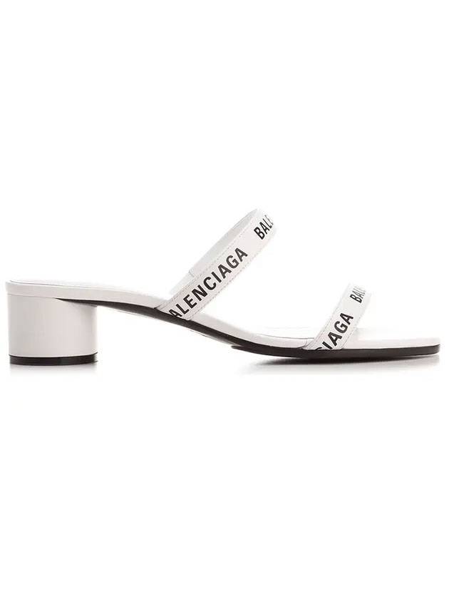 Balenciaga Logo Strap Round Sandal Heels White