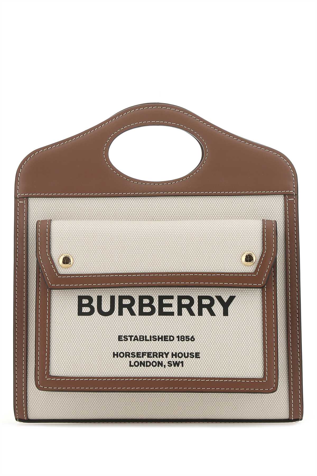 Burberry Women Two-Tone Canvas And Leather Mini Pocket Handbag
