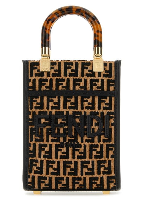 Fendi Woman Embroidered Fabric Mini Sunshine Handbag