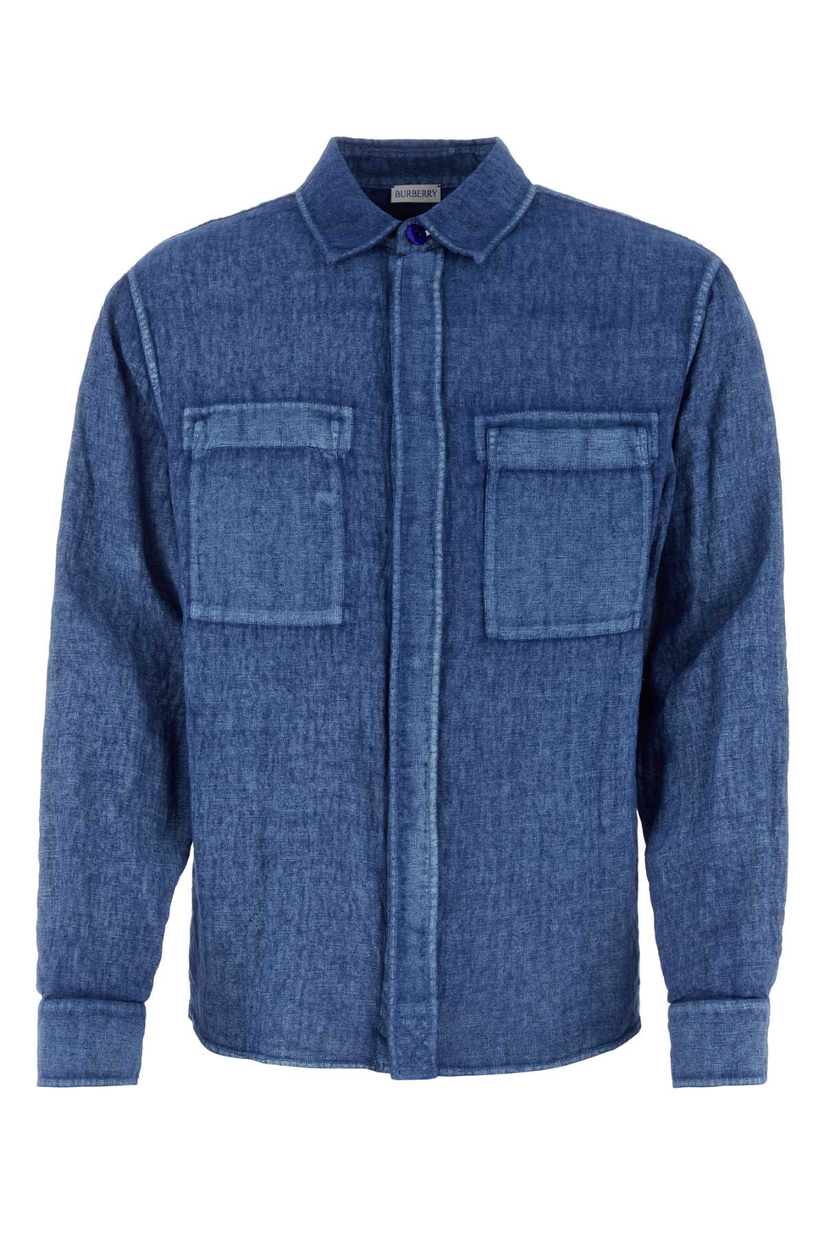 Burberry Men Denim Blue Linen Shirt
