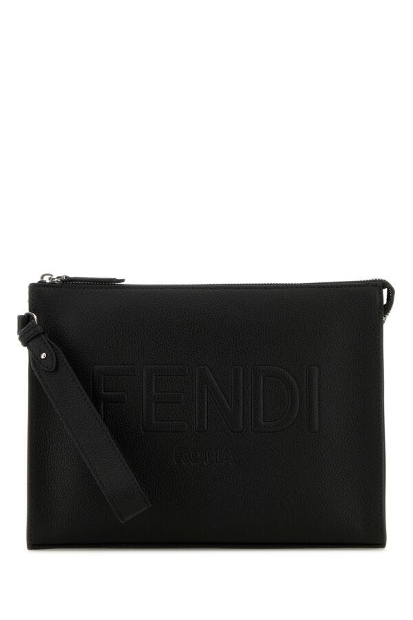 Fendi Man Black Leather Clutch