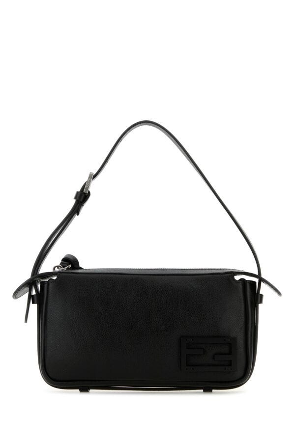 Fendi Woman Black Leather Mini Simply Fendi Shoulder Bag