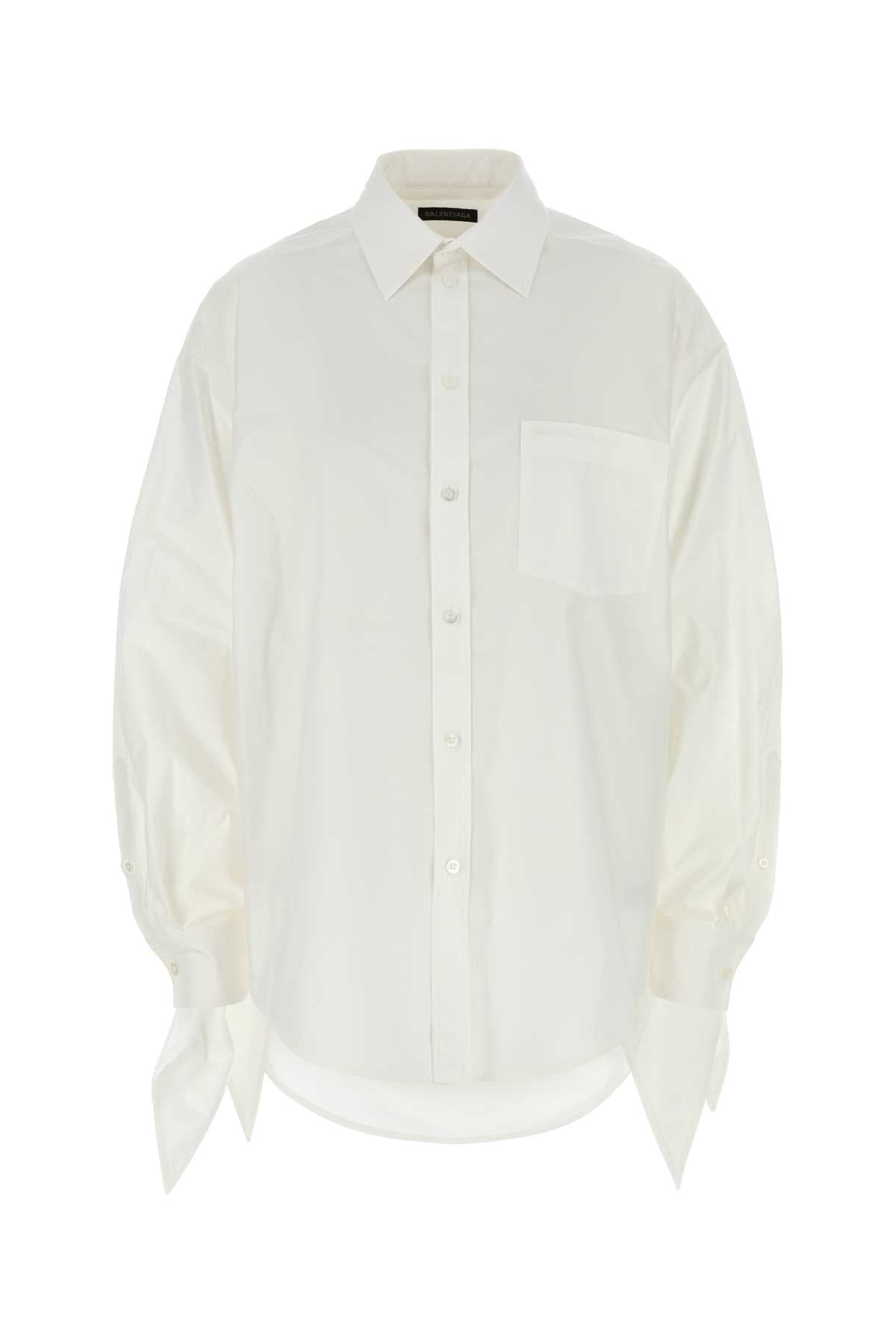 Balenciaga Women White Poplin Shirt