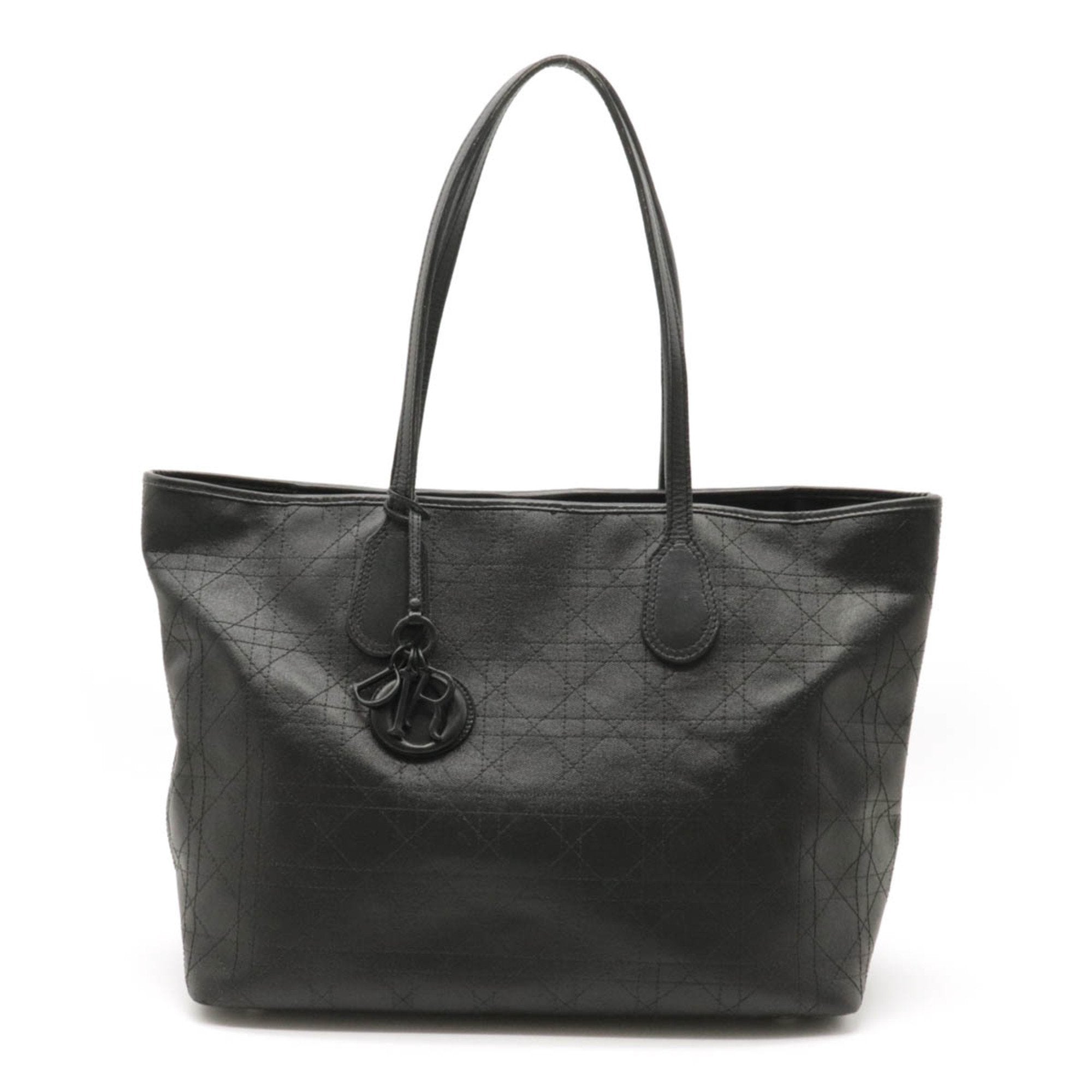 BagsChristian Dior Christian Lady Cannage Pana Tote Bag ted Canvas Leather Black M1110PPCP