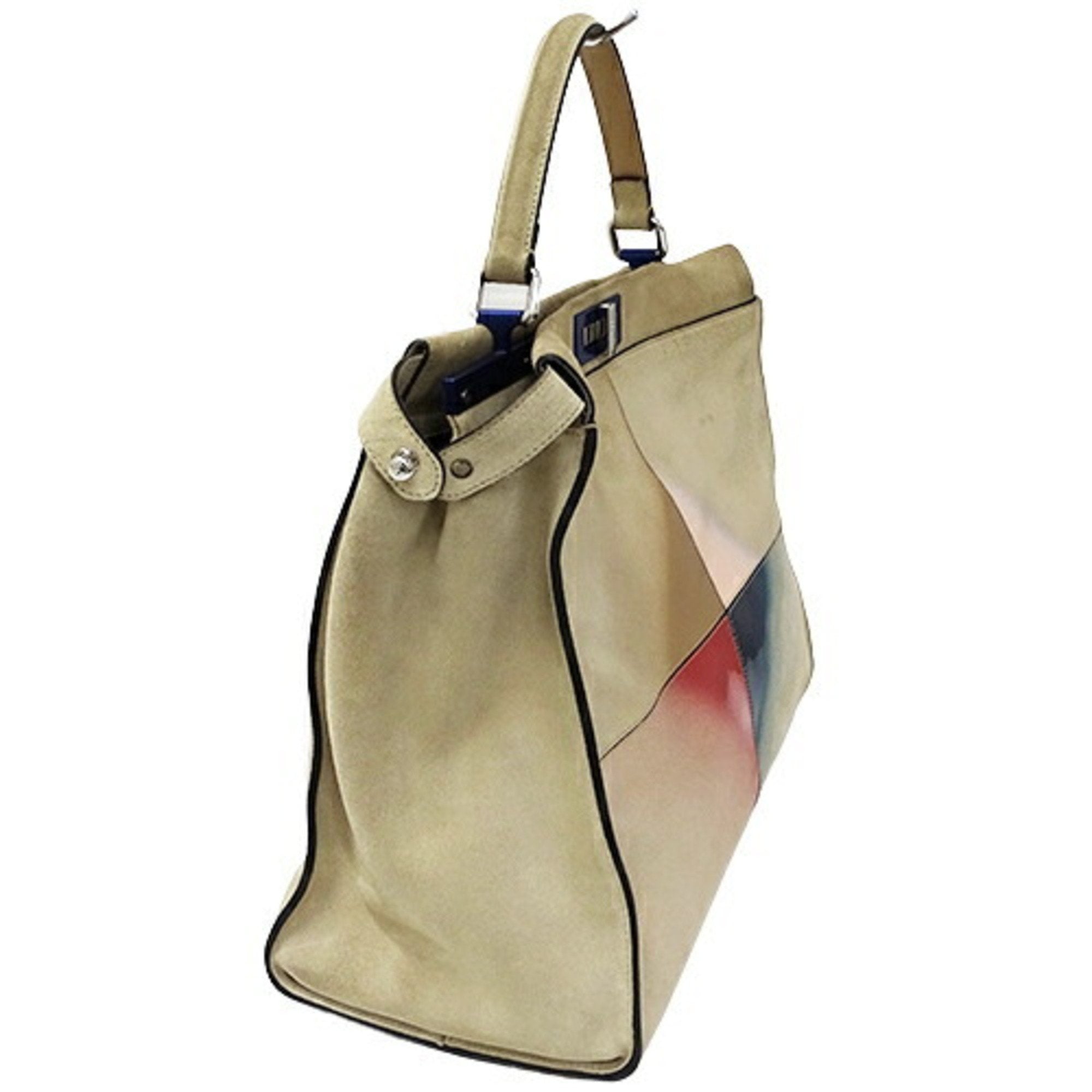 FENDI Bag Ladies Handbag Shoulder 2way Suede Enamel Peekaboo Large Beige 8BN210