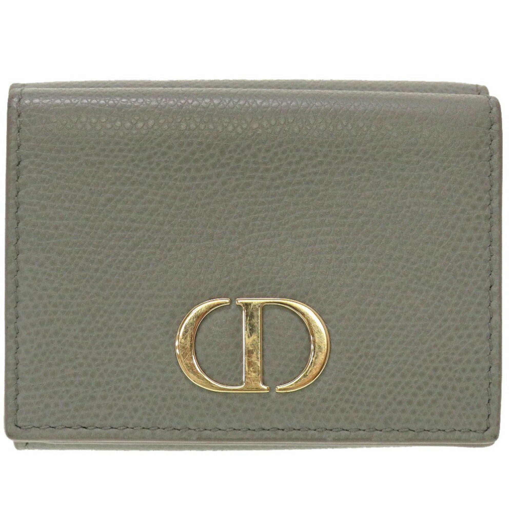 CHRISTIAN DIOR Leather Gray Trifold Wallet