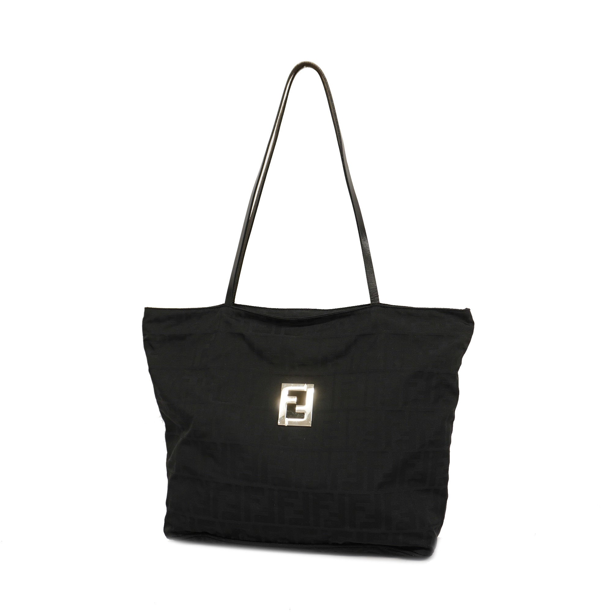 FENDIAuth Zucca Tote Bag Women's Nylon Canvas,Leather Black
