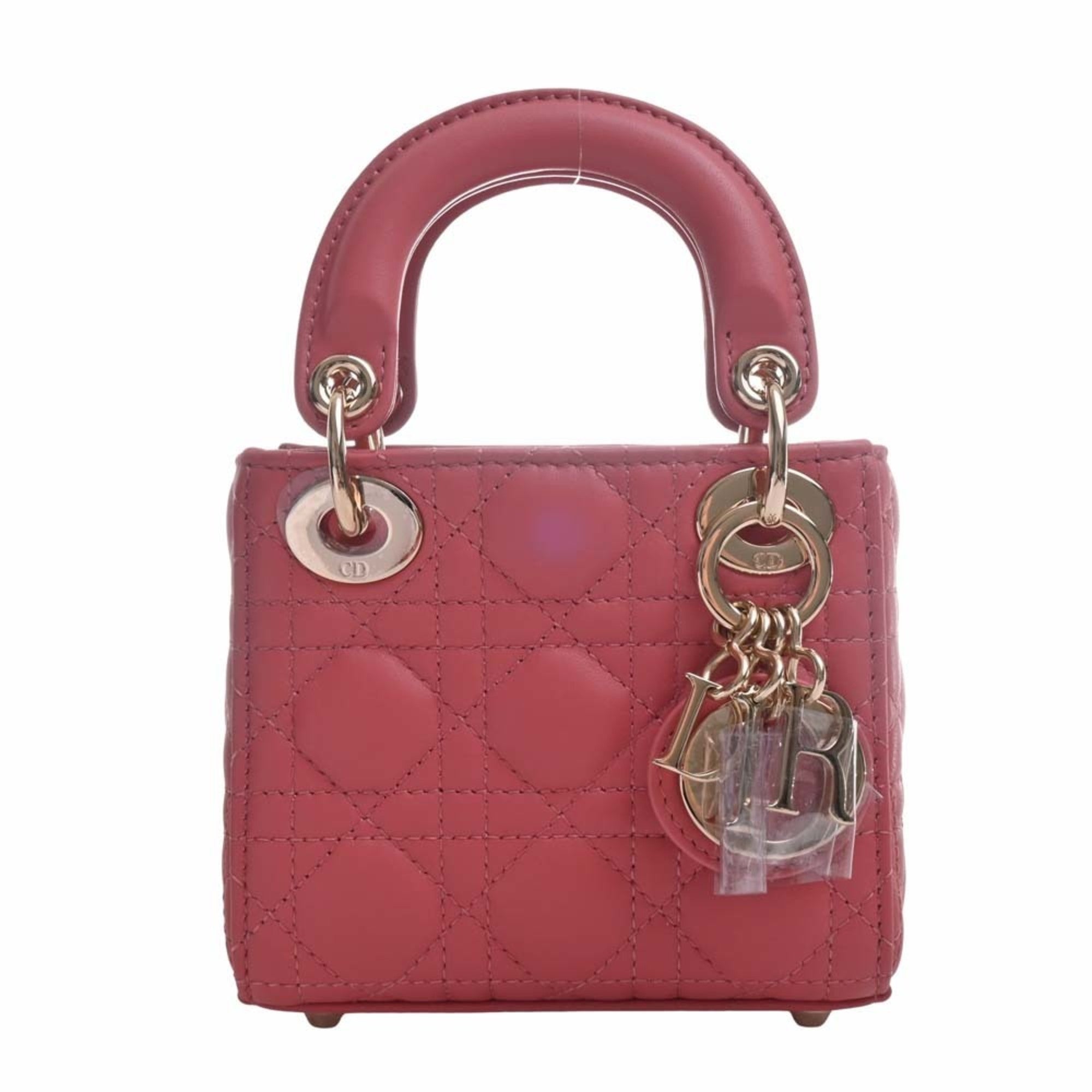 CHRISTIAN DIOR Lady Cannage Leather Micro Handbag S0856ONGE Pink Ladies