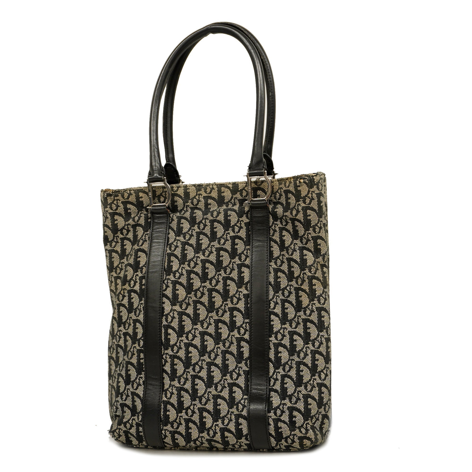 CHRISTIAN DIOR Trotter Tote Bag Women's Canvas,Leather Tote Bag Navy