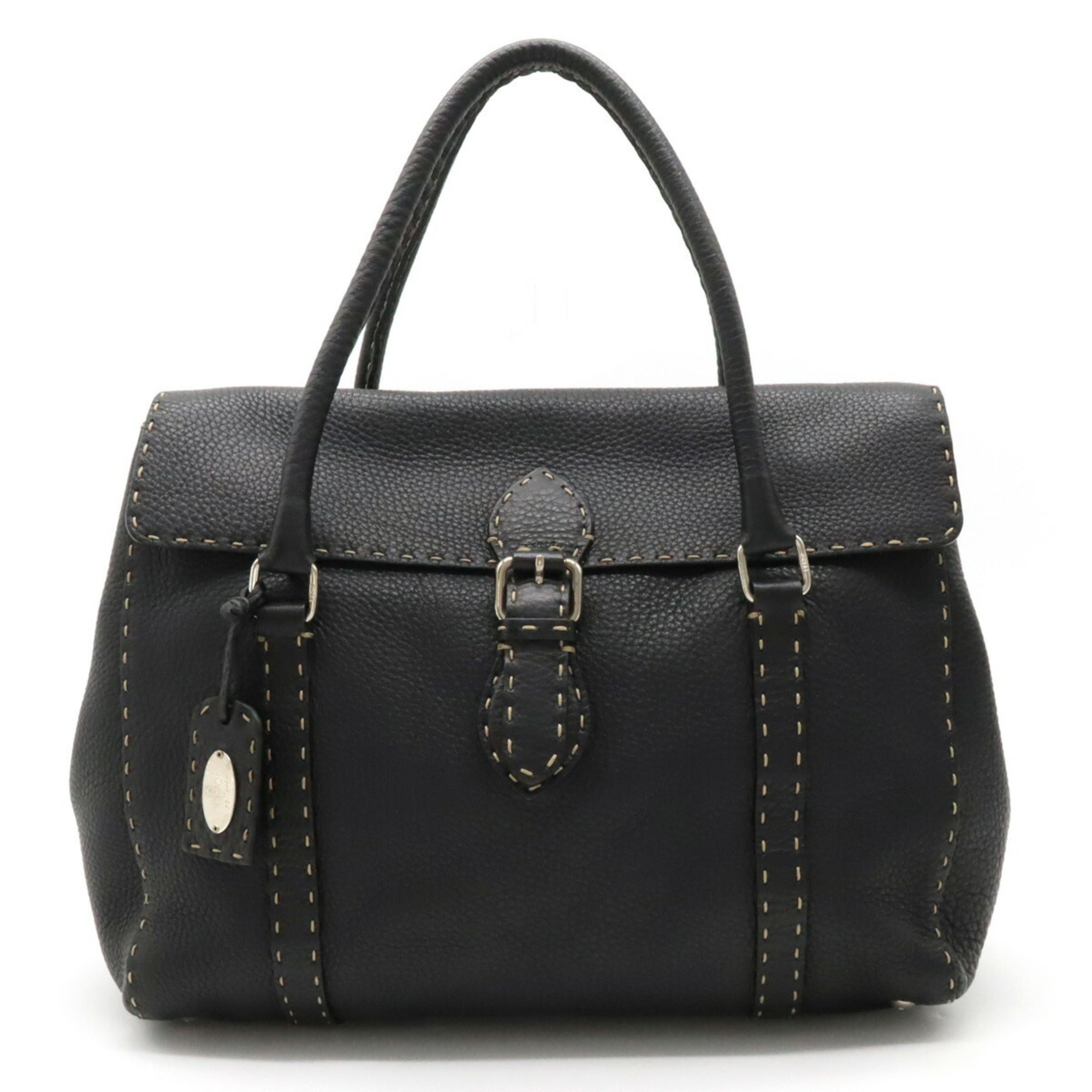 FENDI Selleria tote bag shoulder leather black 8BR388