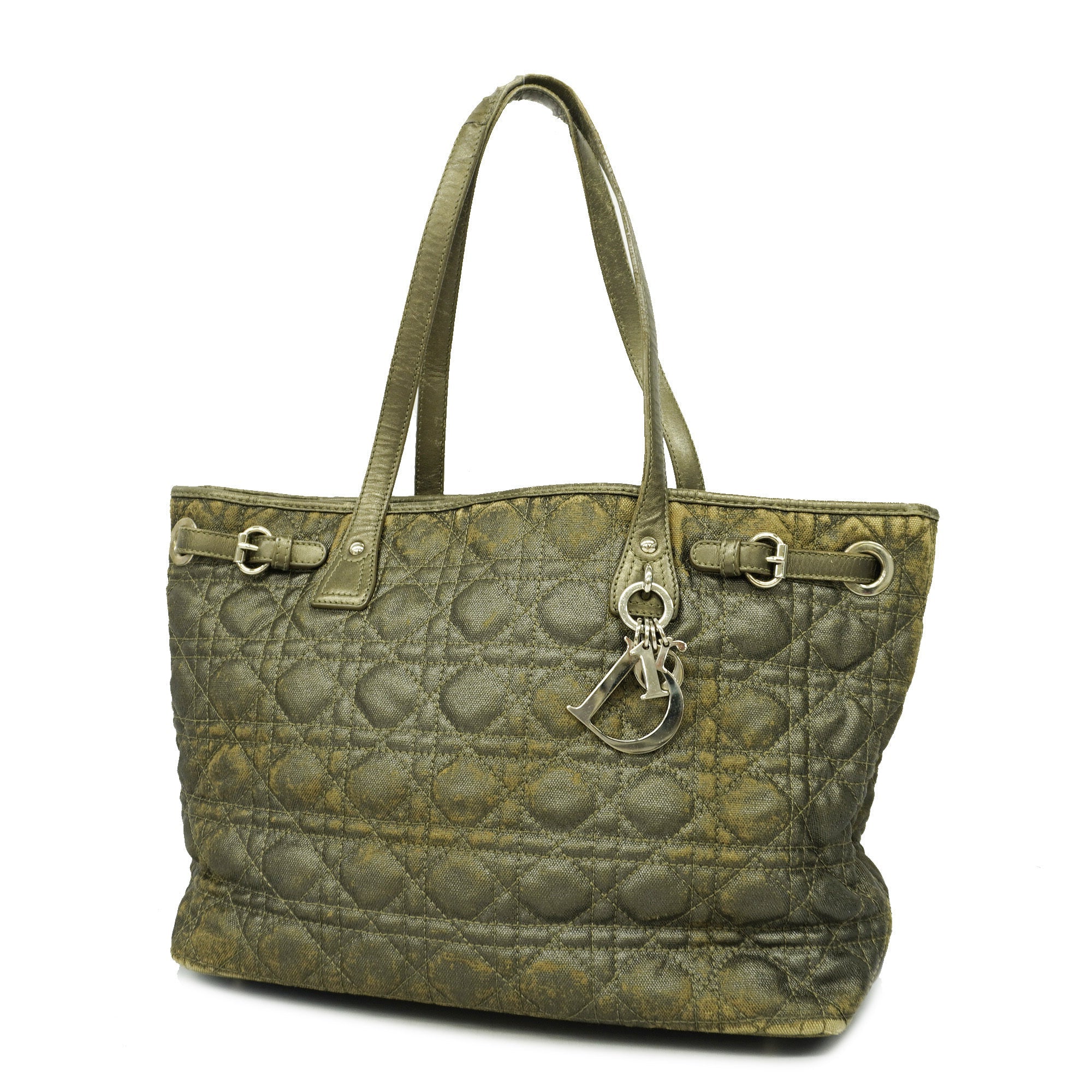 CHRISTIAN DIOR Canage Women's Leather Tote Bag Dark Gray