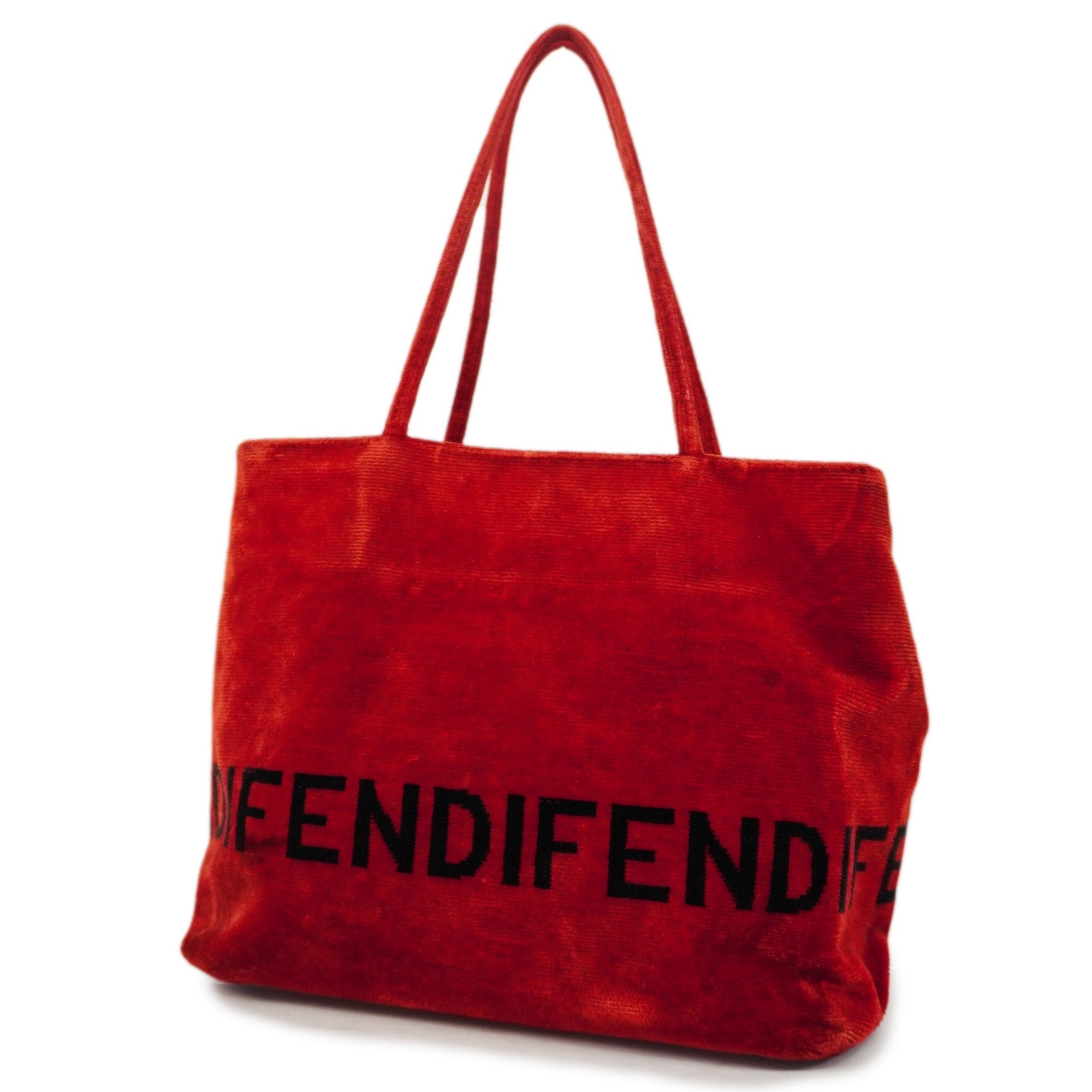 FENDIAuth Logo Velor Women's Tote Bag Red Color