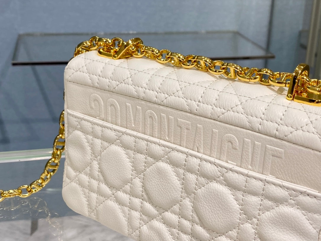 DIOR SMALL CARO BAG 20 WHITE CALFSKIN