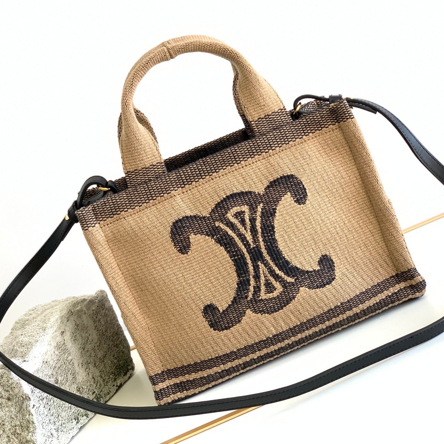 Celine TRIPHOME 26 FABRIC BLACK BROWN BAG