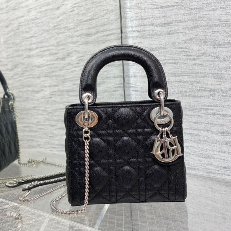 DIOR mini lady 17cm black calfskin shw