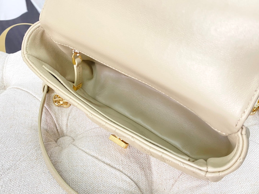 DIOR SMALL CARO BAG 20 PALE YELLOW CALFSKIN
