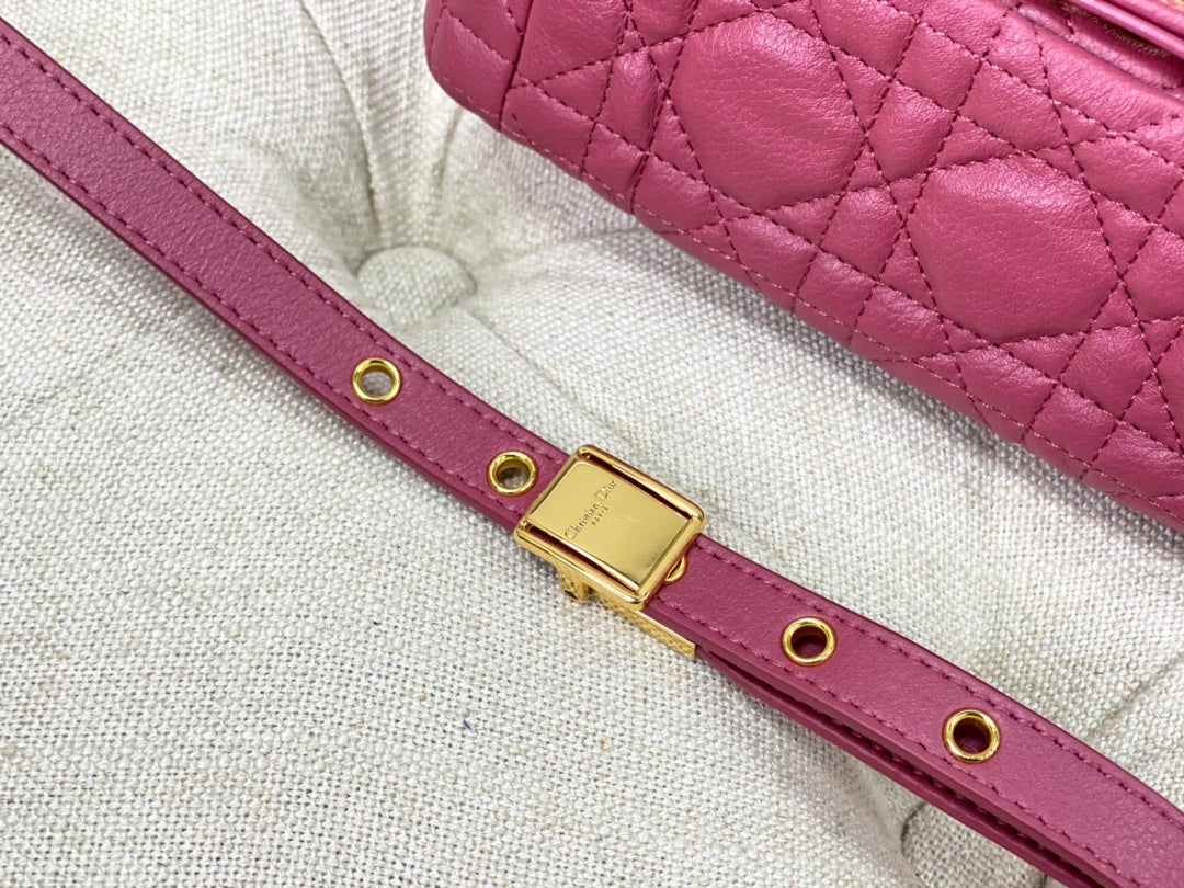 DIOR SMALL CARO BAG 20 DARK PINK CALFSKIN