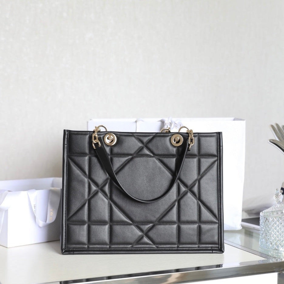 DIOR MEDIUM TOTE BOOK 26 BAG IN BLACK CALFSKIN