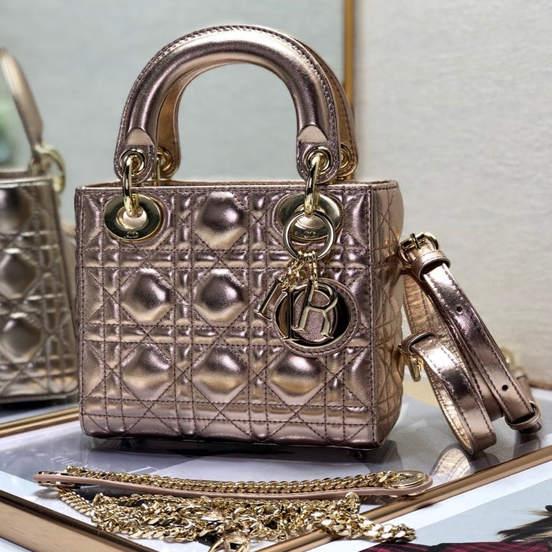 DIOR mini lady 17 light purple metalic lambkin