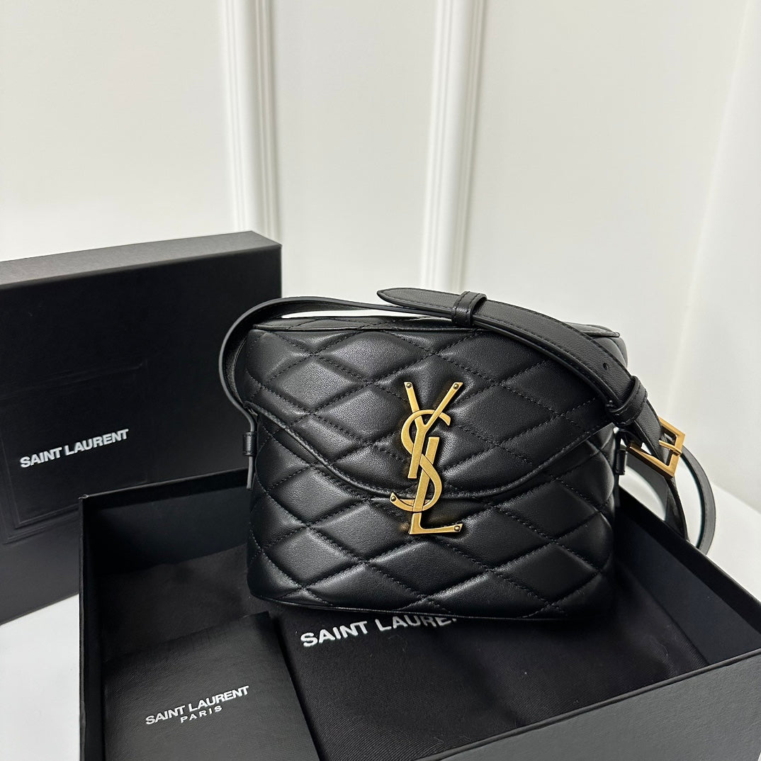 Saint Laurent SL June Box Bag In Quilted Black Lambskin Ghw