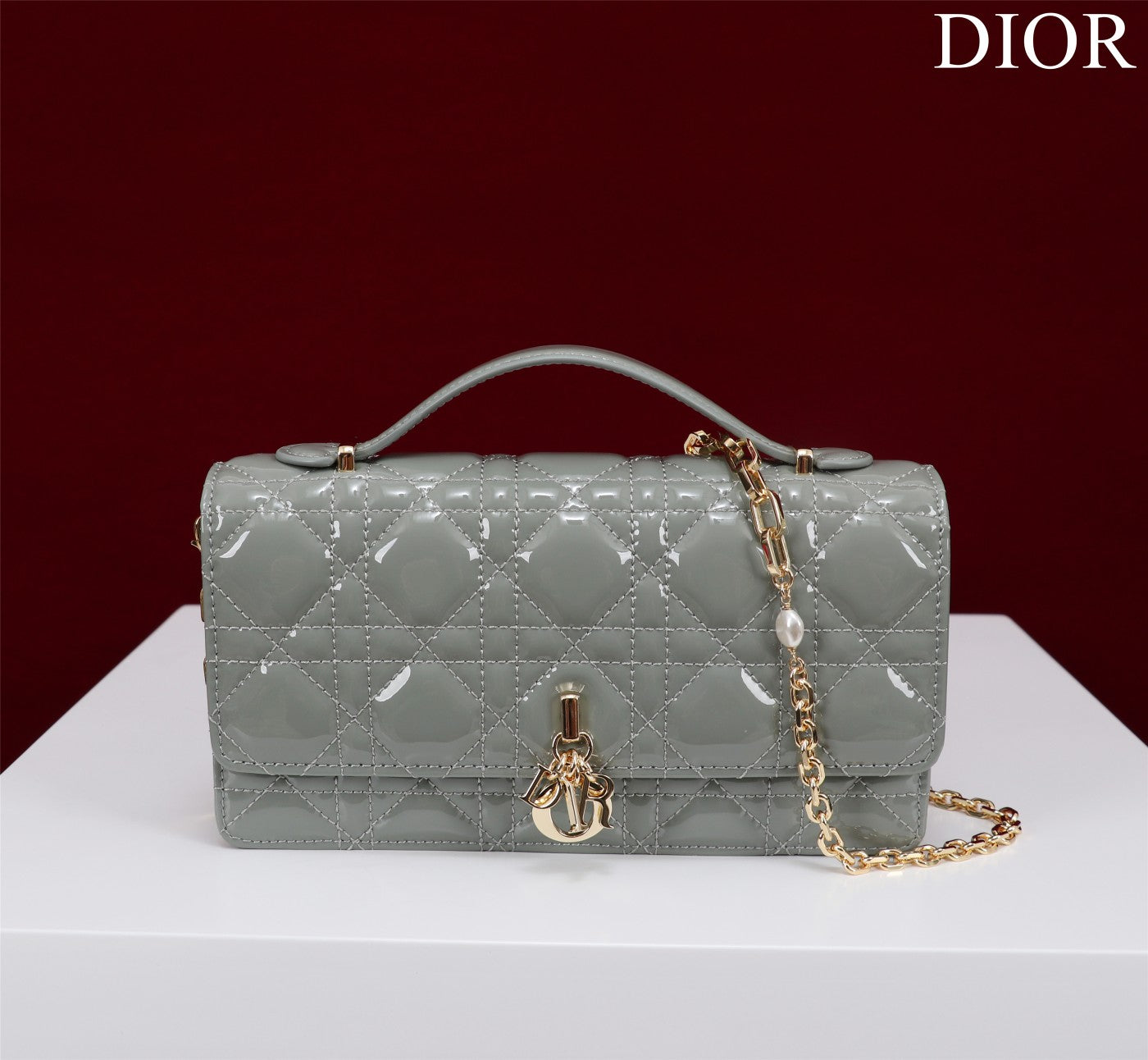DIOR my mini 21 rock gray petent calfskin