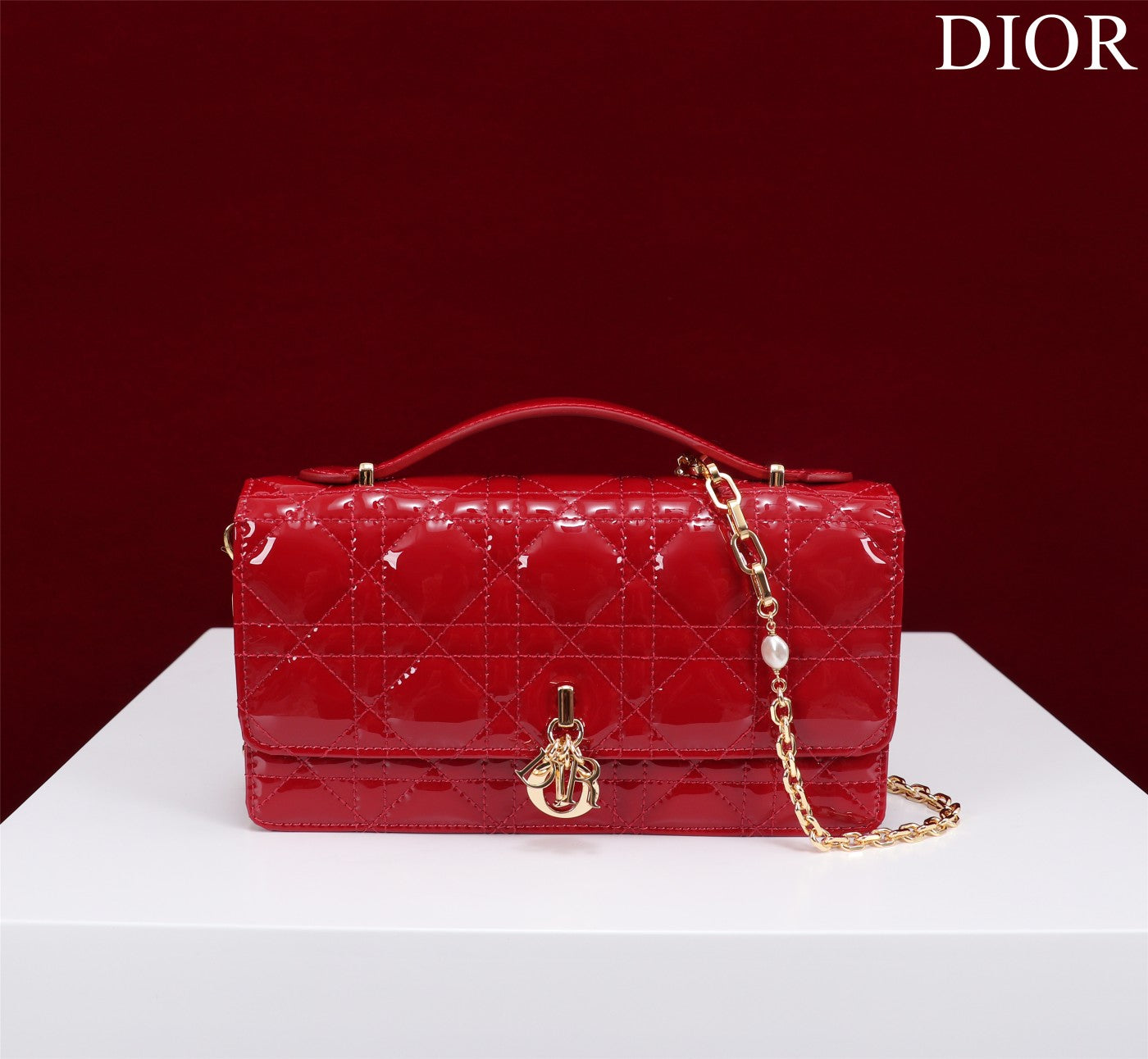 DIOR my mini 21 red patent calfskin