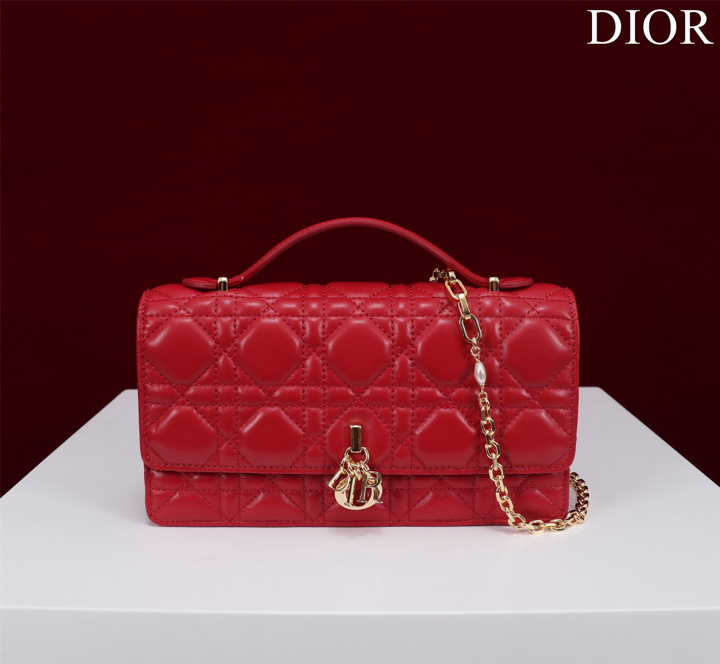 DIOR my mini 21 red lambskin