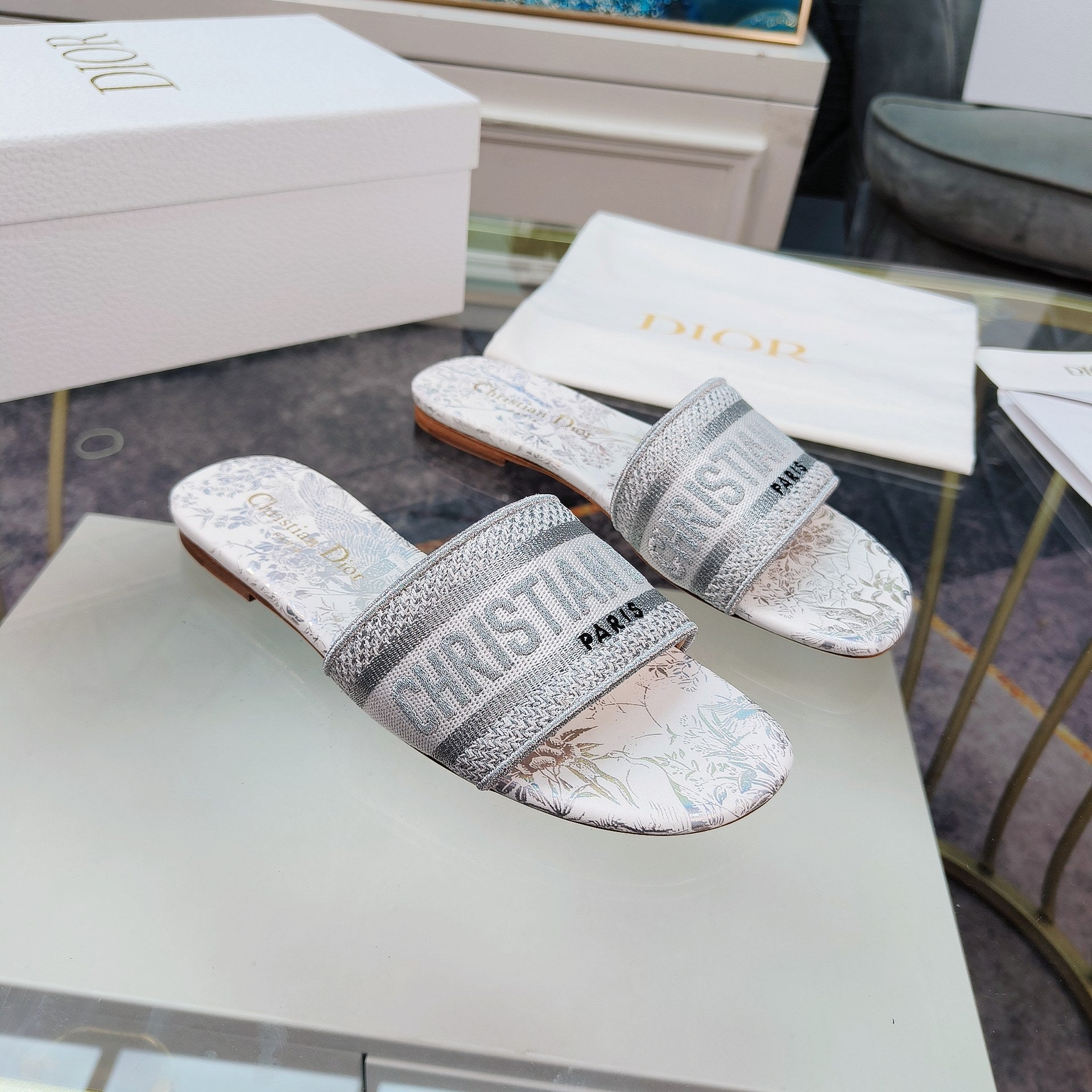 DIOR Mule Dway Slide 10mm Multi-motifs Style 6