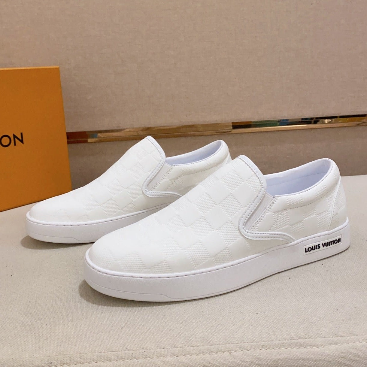 Louis Vuitton LOAFER IN WHIITE DAMIER SHEEPSKIN
