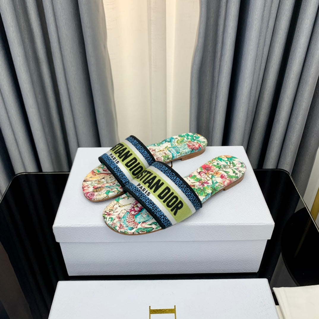 DIOR Mule Dway Slide 10mm Multi-motifs Style 37