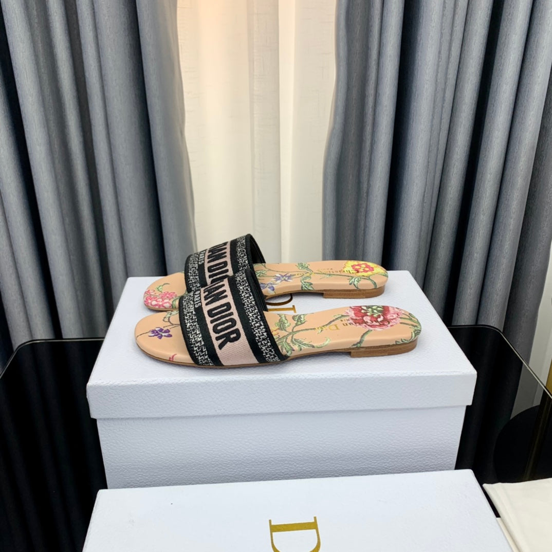 DIOR Mule Dway Slide 10mm Multi-motifs Style 53