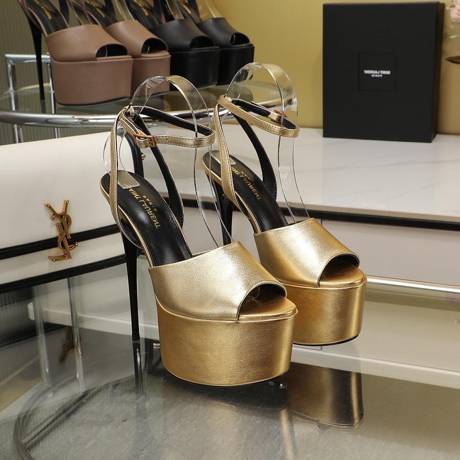 Saint Laurent SL SUPER HIGH HEELS SANDAL METALLIC GOLD CALFSKIN