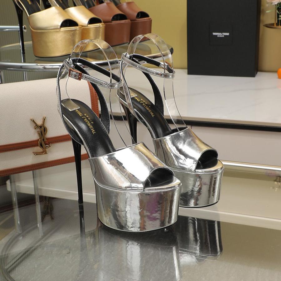 Saint Laurent SL SUPER HIGH HEELS SANDAL SILVER CALFSKIN