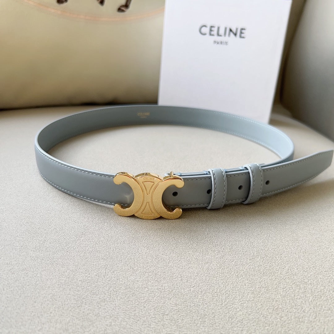 Celine Medium Triomphe Belt 25mm Baby Blue Calfskin Ghw