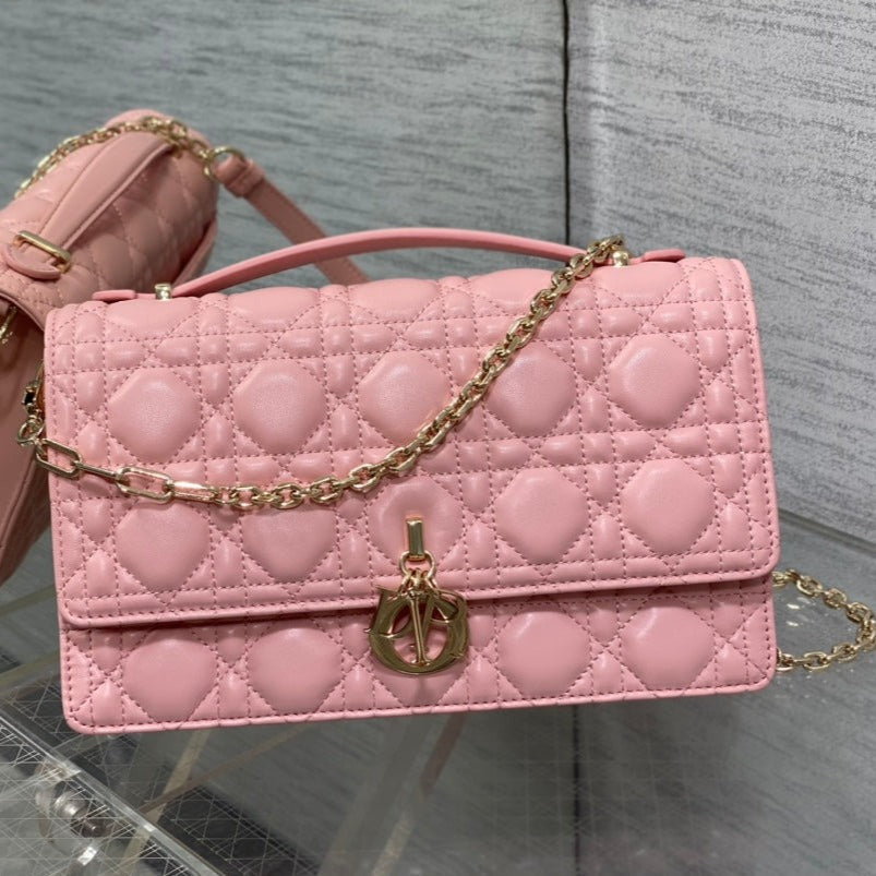 DIOR MISS TOP HANDLE 24CM PINK LAMBSKIN