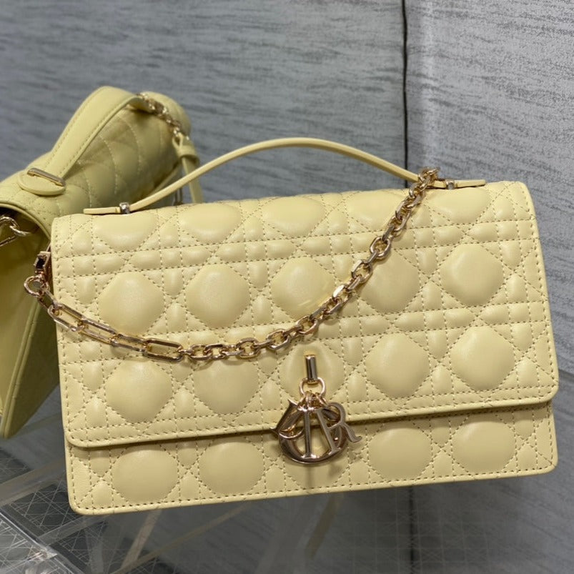 DIOR MY 24 TOP HANDLE BAG LIGHT YELLOW LAMBSKIN