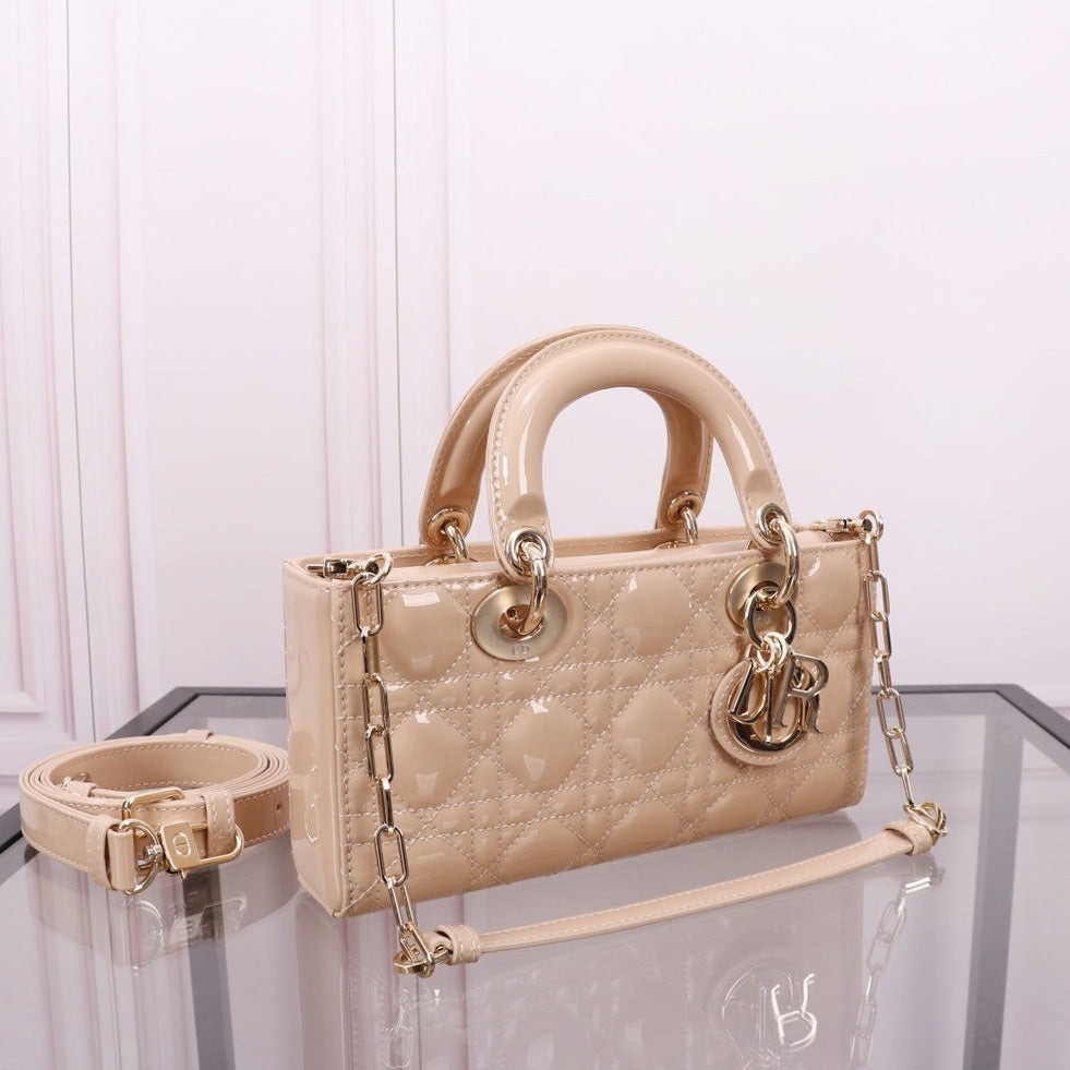 DIOR SMALL LADY D-JOY 22 BEIGE LAMBSKIN