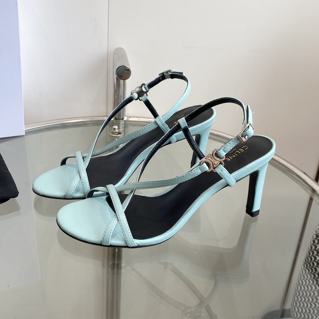 Celine HIGH HEEL SANDAL 65MM IN SKY BLUE CALFSKIN